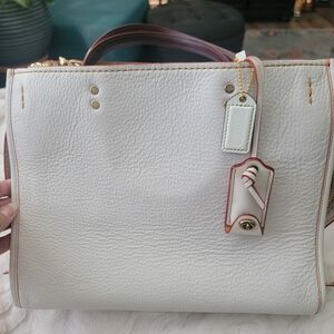 Coach Rogue 30 in White and Brown Leather